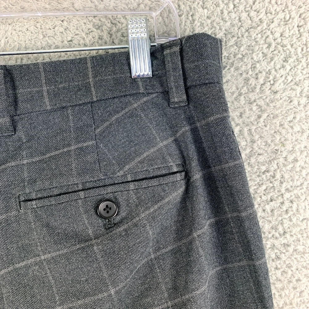Banana Republic Aiden Pants Mens 32 Gray Plaid Business Casual Khakis Fit 34x28‎